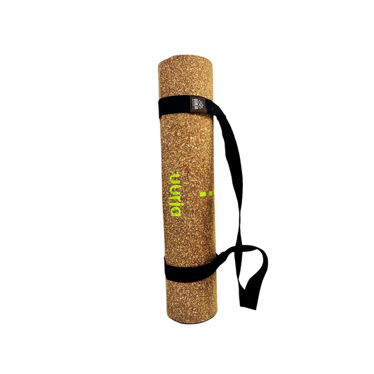 Neon Green Alignment Uurja Cork Yoga Mat for All Practitioners