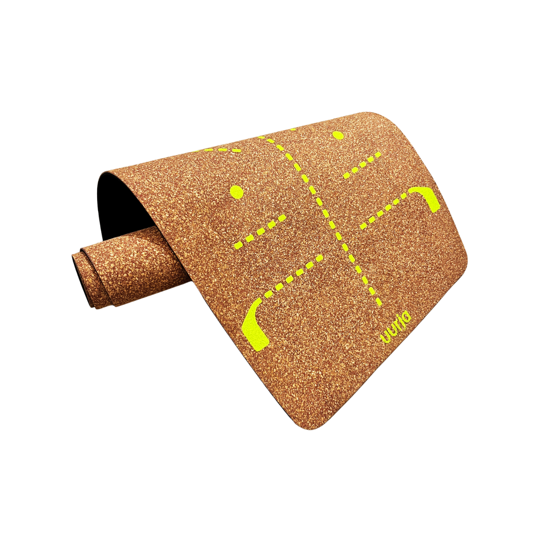 Neon Green Alignment Uurja Cork Yoga Mat for All Practitioners