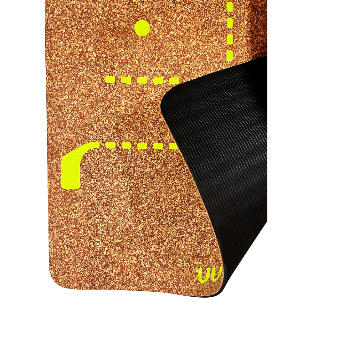 Neon Green Alignment Uurja Cork Yoga Mat for All Practitioners
